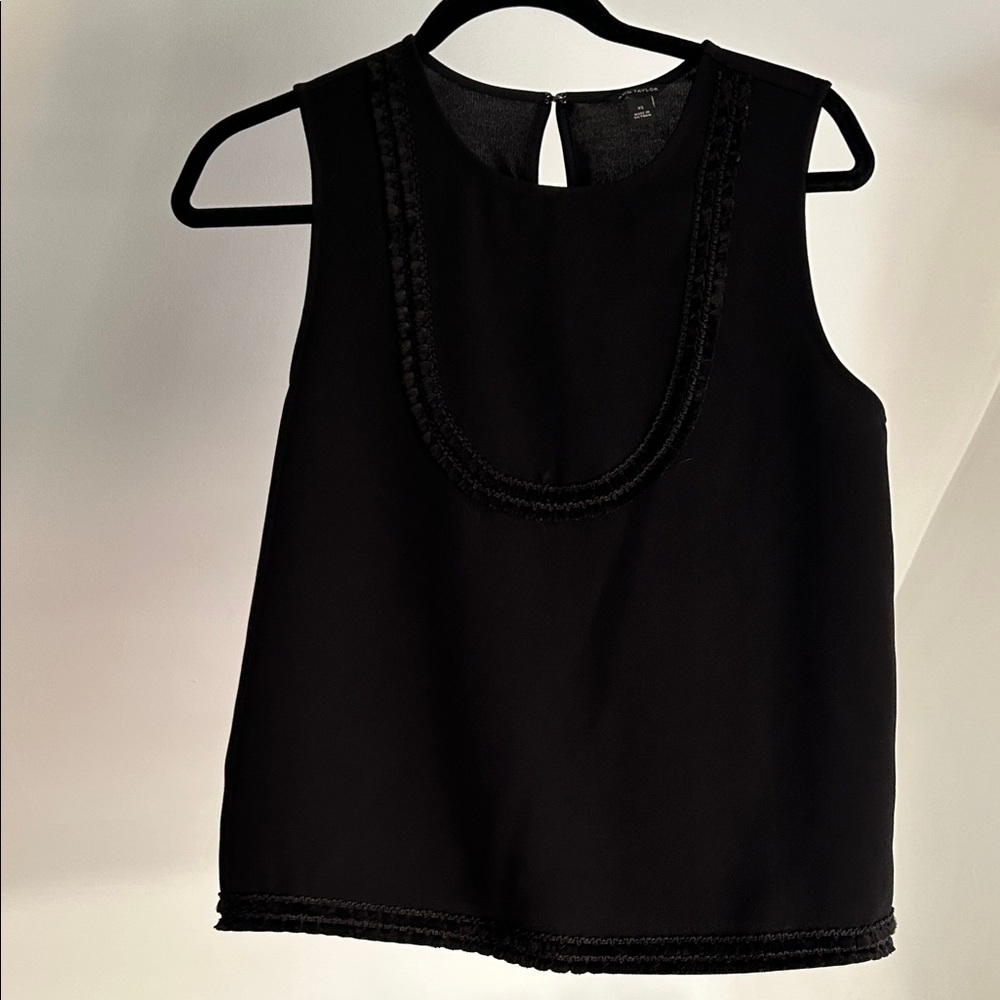 Ann Taylor Black Tank Top with Trim Detail